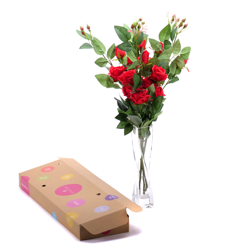 DIY Irigo mű vörös rózsa vázába