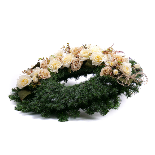 Irigo temetési koszorú fehér virágok